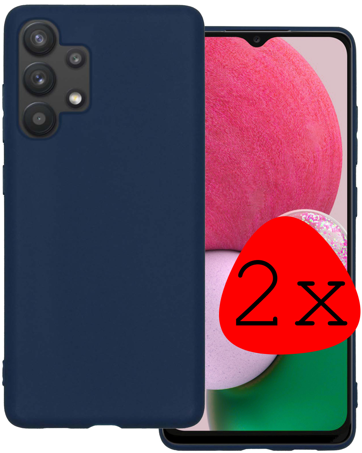 BASEY. Hoes Geschikt voor Samsung A13 4G Hoesje Siliconen Back Cover Case - Hoesje Geschikt voor Samsung Galaxy A13 4G Hoes Cover Hoesje - Donkerblauw - 2 Stuks