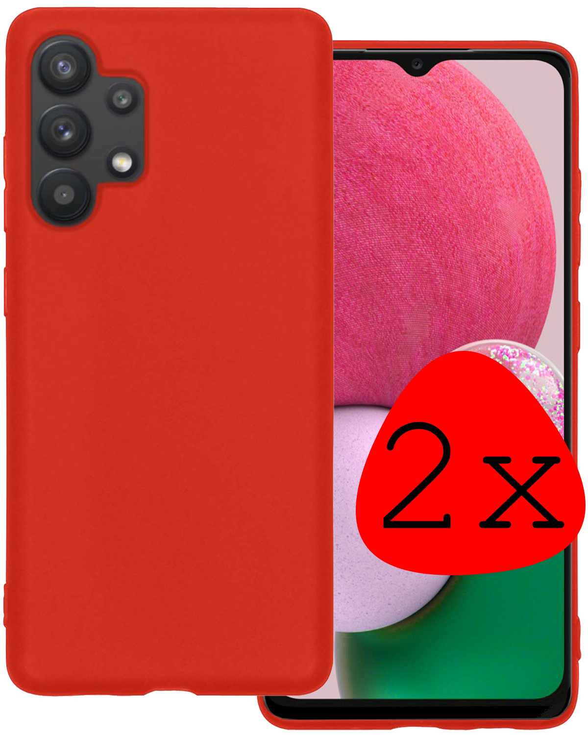 BASEY. Hoes Geschikt voor Samsung A13 4G Hoesje Siliconen Back Cover Case - Hoesje Geschikt voor Samsung Galaxy A13 4G Hoes Cover Hoesje - Rood - 2 Stuks
