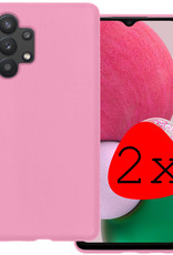 BASEY. Hoes Geschikt voor Samsung A13 4G Hoesje Siliconen Back Cover Case - Hoesje Geschikt voor Samsung Galaxy A13 4G Hoes Cover Hoesje - Lichtroze - 2 Stuks