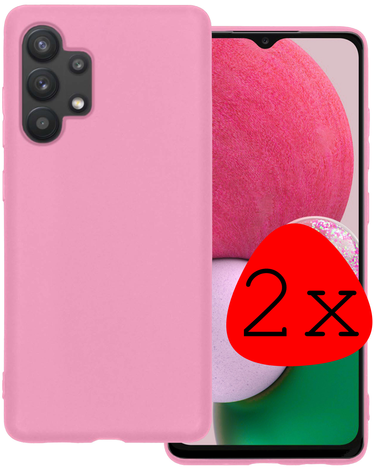 BASEY. Hoes Geschikt voor Samsung A13 4G Hoesje Siliconen Back Cover Case - Hoesje Geschikt voor Samsung Galaxy A13 4G Hoes Cover Hoesje - Lichtroze - 2 Stuks