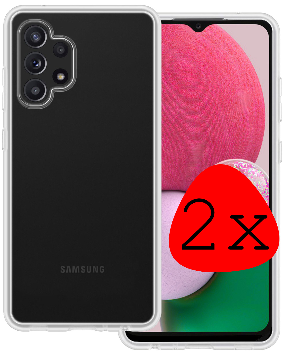 BASEY. Hoes Geschikt voor Samsung A13 4G Hoesje Siliconen Back Cover Case - Hoesje Geschikt voor Samsung Galaxy A13 4G Hoes Cover Hoesje - Transparant - 2 Stuks