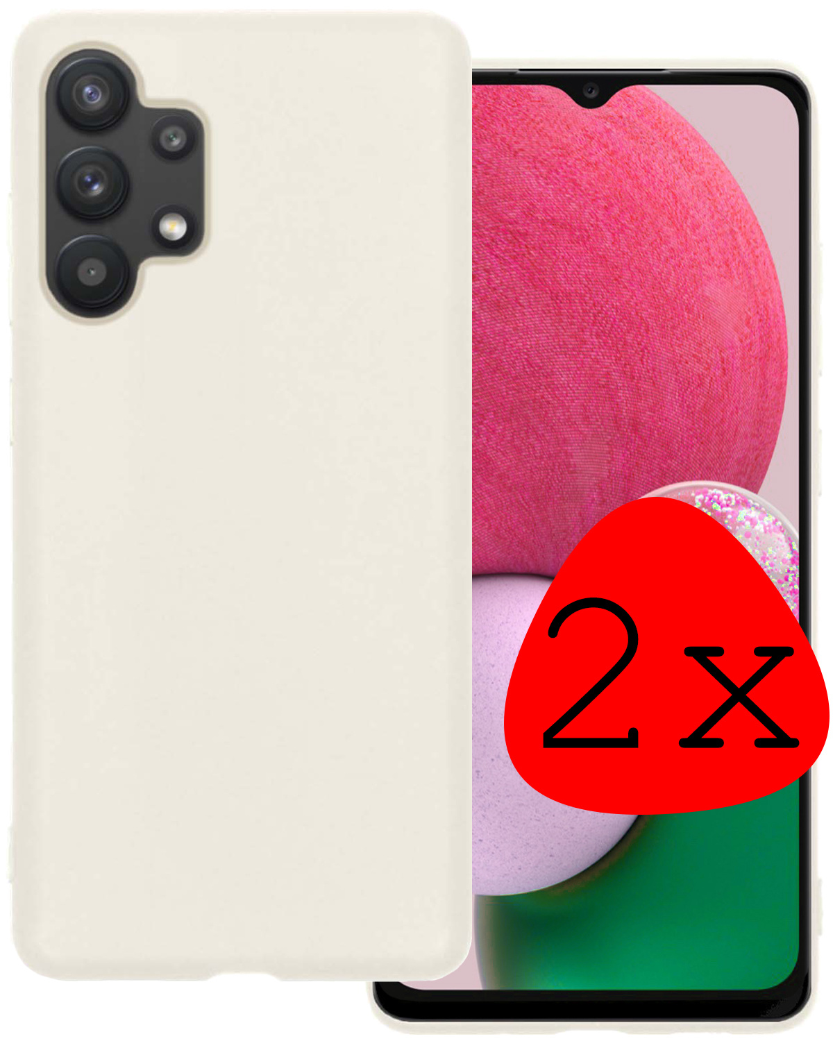 BASEY. Hoes Geschikt voor Samsung A13 4G Hoesje Siliconen Back Cover Case - Hoesje Geschikt voor Samsung Galaxy A13 4G Hoes Cover Hoesje - Wit - 2 Stuks