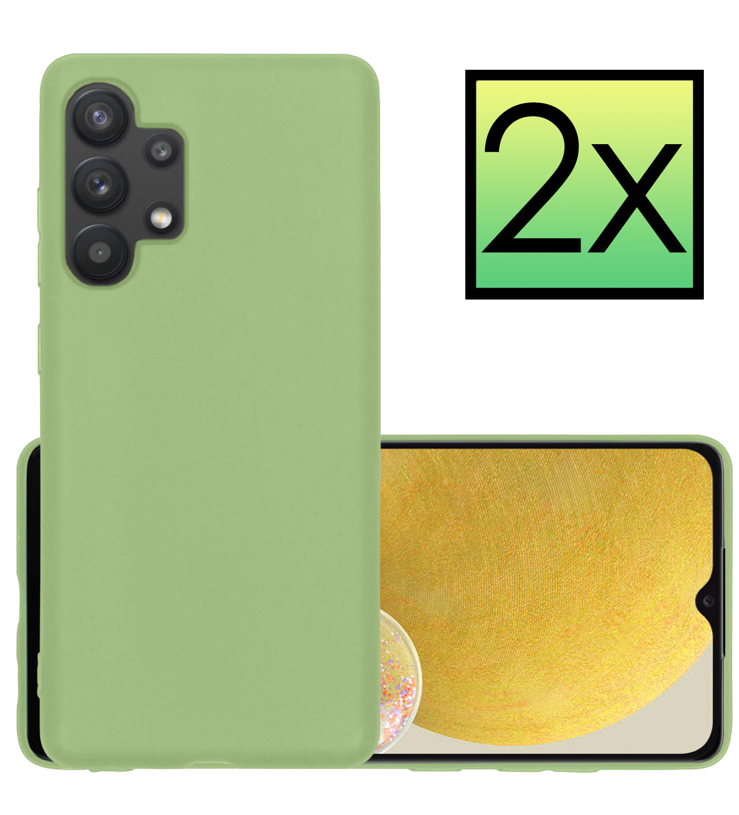 Samsung Galaxy A13 4G Hoesje Back Cover Siliconen Case Hoes - Groen - 2x