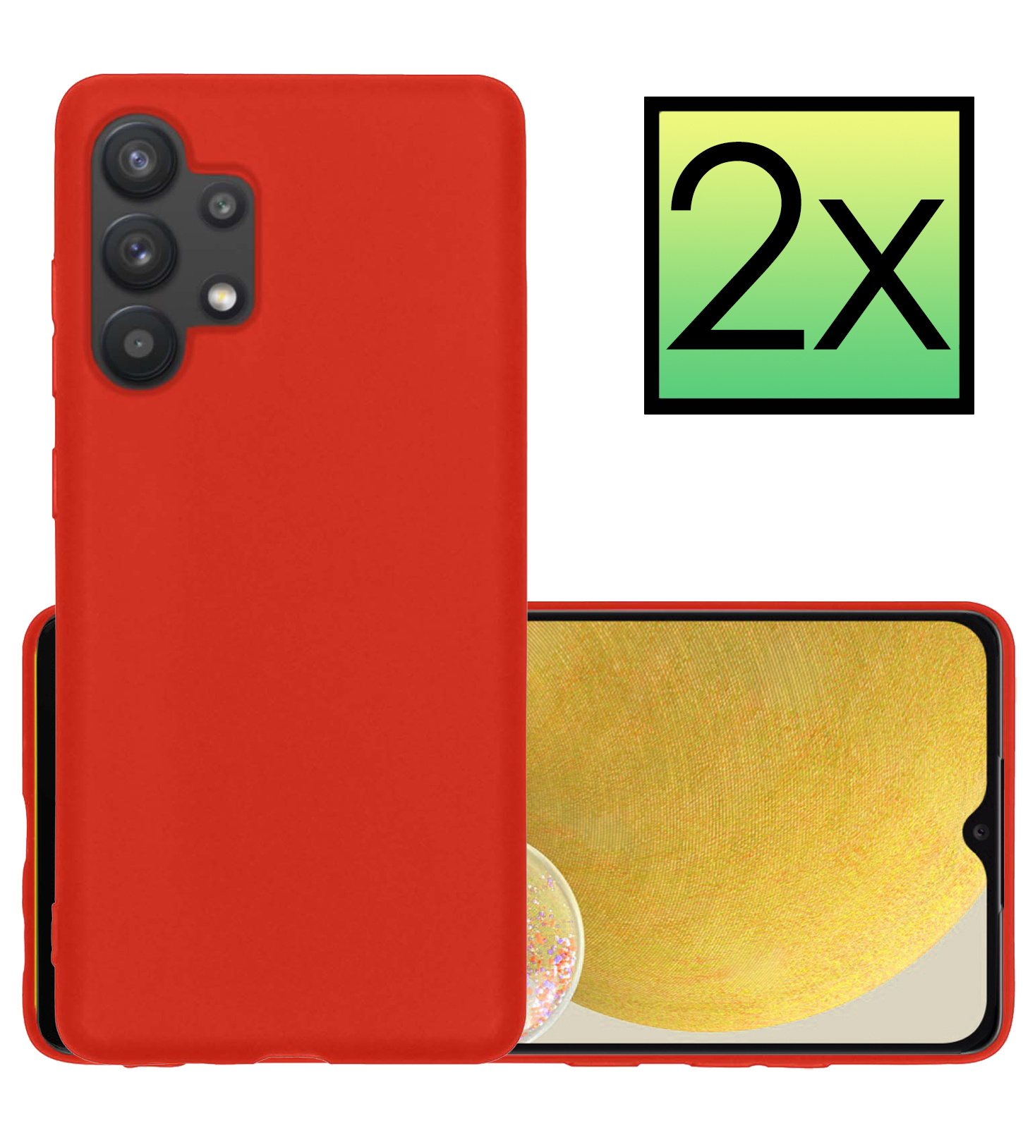 NoXx Hoes Geschikt voor Samsung A13 4G Hoesje Cover Siliconen Back Case Hoes - Rood - 2x