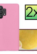 NoXx Hoes Geschikt voor Samsung A13 4G Hoesje Cover Siliconen Back Case Hoes - Lichtroze - 2x