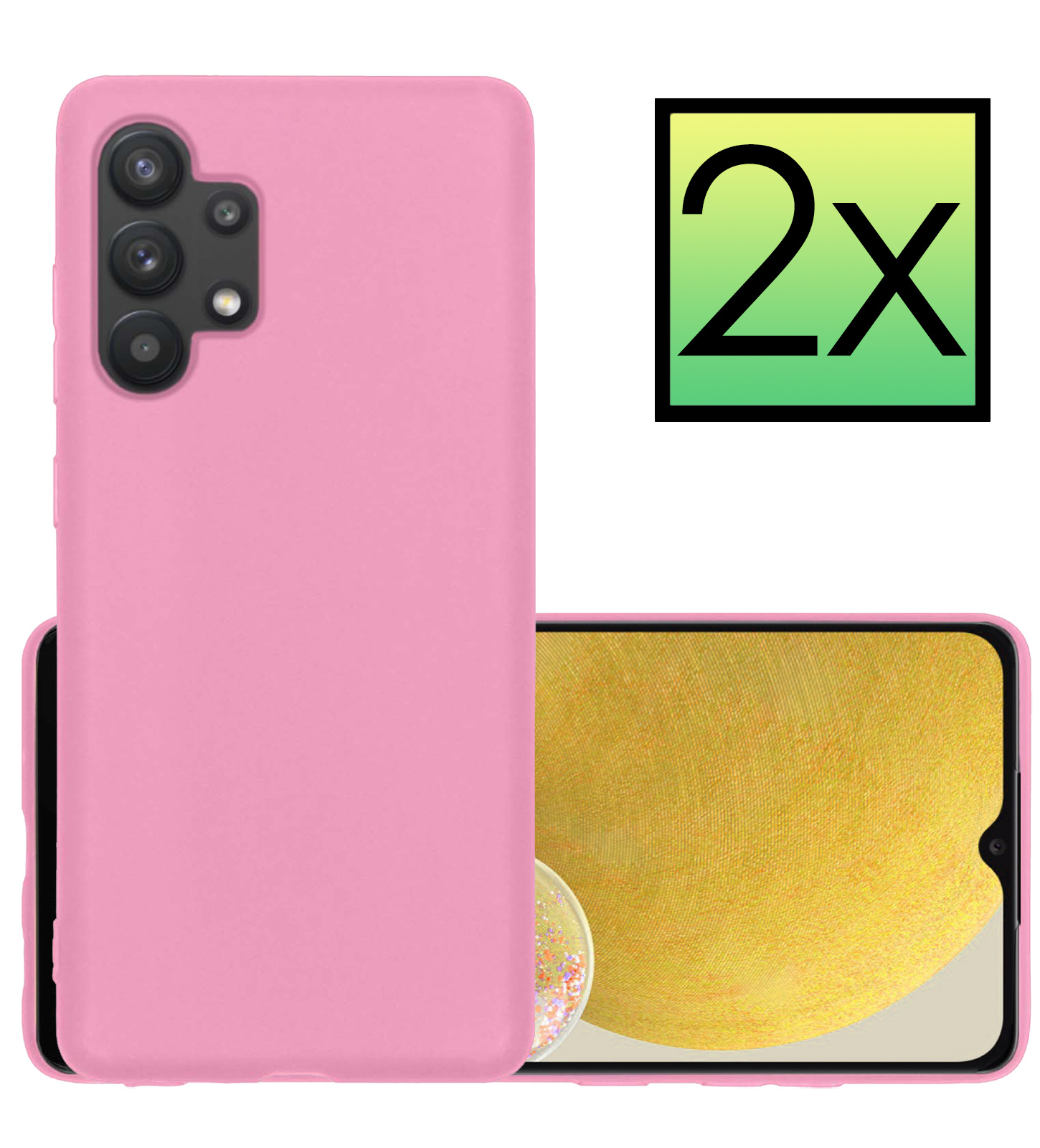 Samsung Galaxy A13 4G Hoesje Back Cover Siliconen Case Hoes - Licht Roze - 2x