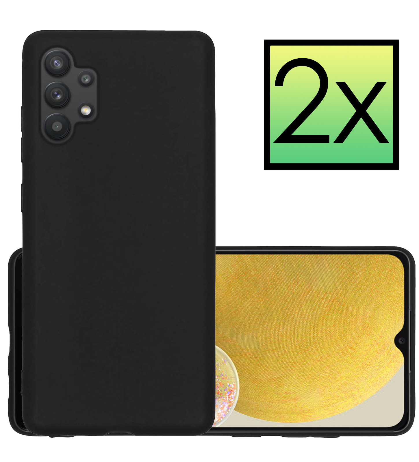 Samsung Galaxy A13 4G Hoesje Back Cover Siliconen Case Hoes - Zwart - 2x