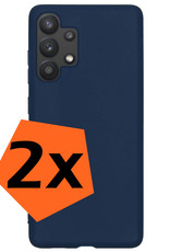 Hoesje Geschikt voor Samsung A13 4G Hoesje Siliconen Cover Case - Hoes Geschikt voor Samsung Galaxy A13 4G Hoes Back Case - 2-PACK - Donkerblauw