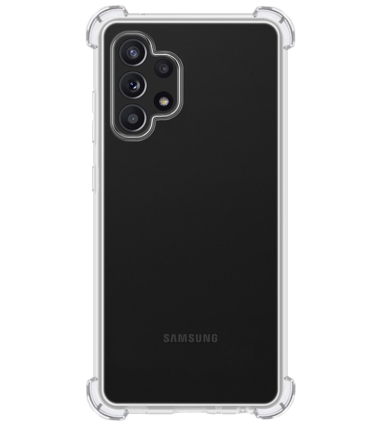 BASEY. Hoes Geschikt voor Samsung A13 4G Hoesje Shock Proof Case Hoes Siliconen Met 2x Screenprotector - Hoesje Geschikt voor Samsung Galaxy A13 4G Hoes Cover Shockproof - Transparant