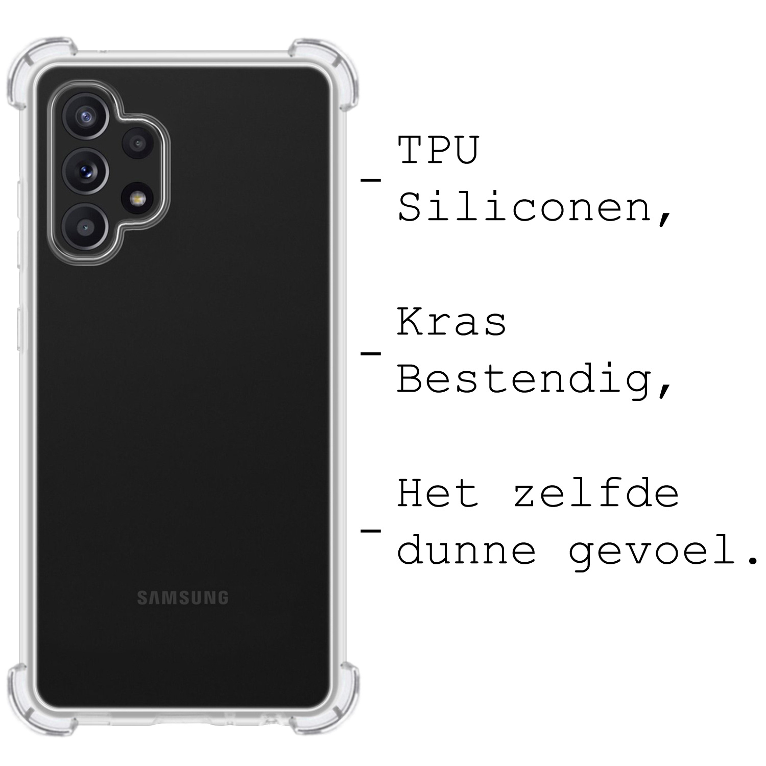 BASEY. Hoes Geschikt voor Samsung A13 4G Hoesje Shock Proof Case Hoes Siliconen Met 2x Screenprotector - Hoesje Geschikt voor Samsung Galaxy A13 4G Hoes Cover Shockproof - Transparant