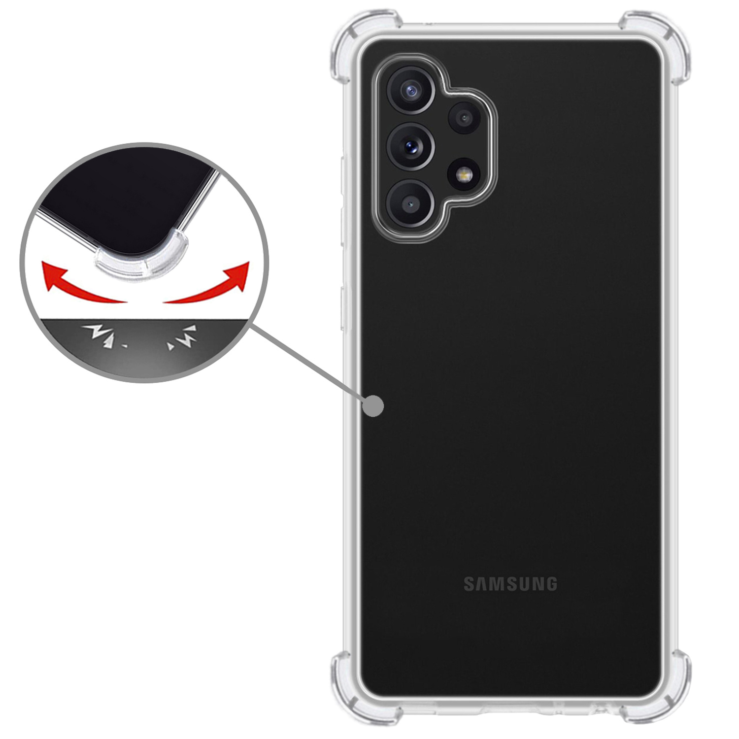 Nomfy Hoesje Geschikt voor Samsung A13 4G Hoesje Shock Proof Cover Case Shockproof Met Screenprotector - Hoes Geschikt voor Samsung Galaxy A13 4G Hoes Siliconen Back Case - Transparant