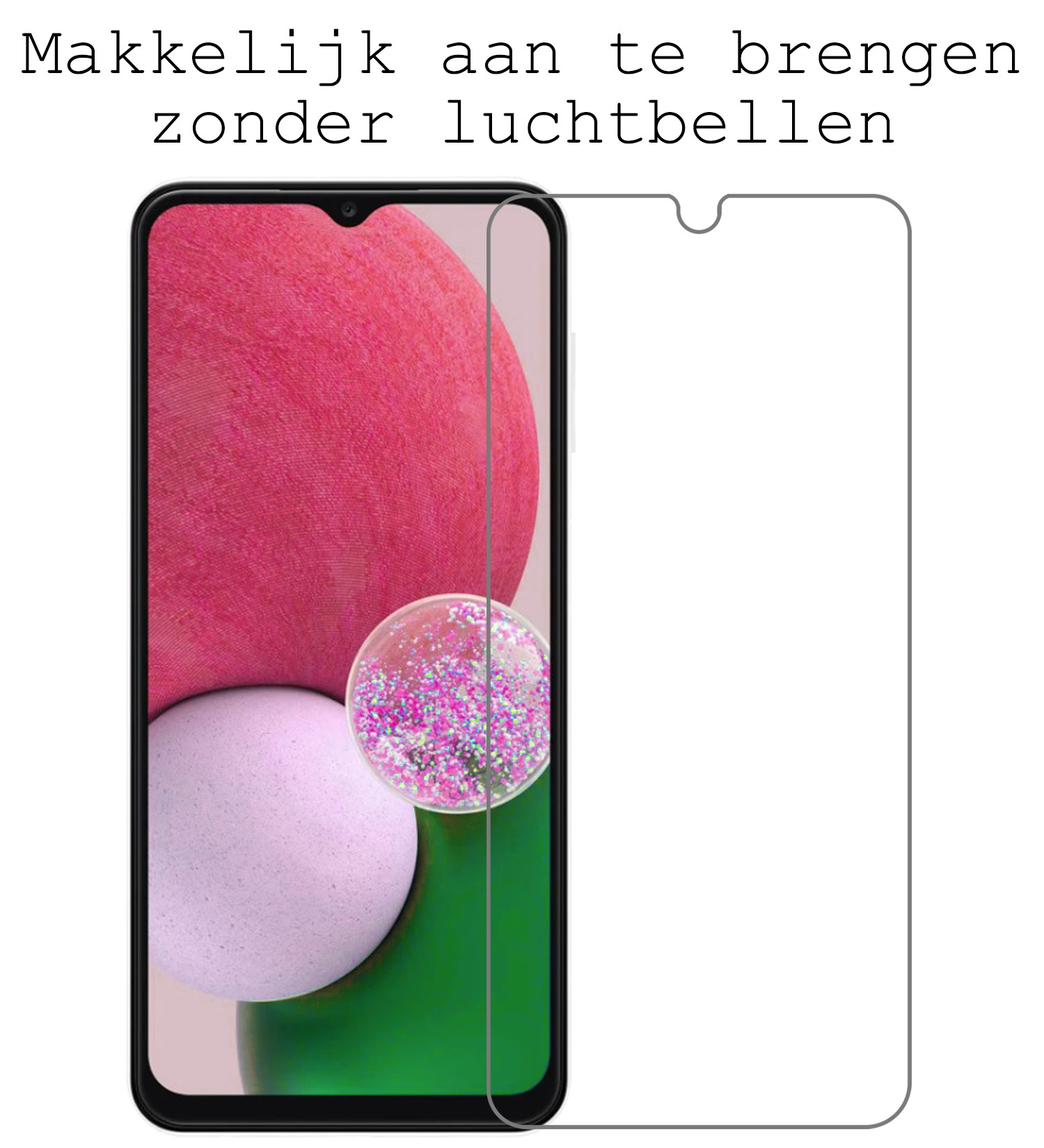 BASEY. Hoes Geschikt voor Samsung A13 4G Hoesje Siliconen Back Cover Case Met Screenprotector - Hoesje Geschikt voor Samsung Galaxy A13 4G Hoes Cover Hoesje - Donkerblauw