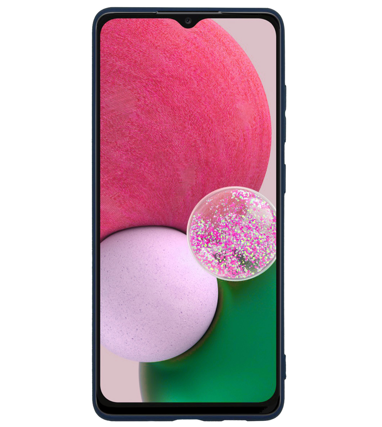 BASEY. Hoes Geschikt voor Samsung A13 4G Hoesje Siliconen Back Cover Case Met Screenprotector - Hoesje Geschikt voor Samsung Galaxy A13 4G Hoes Cover Hoesje - Donkerblauw