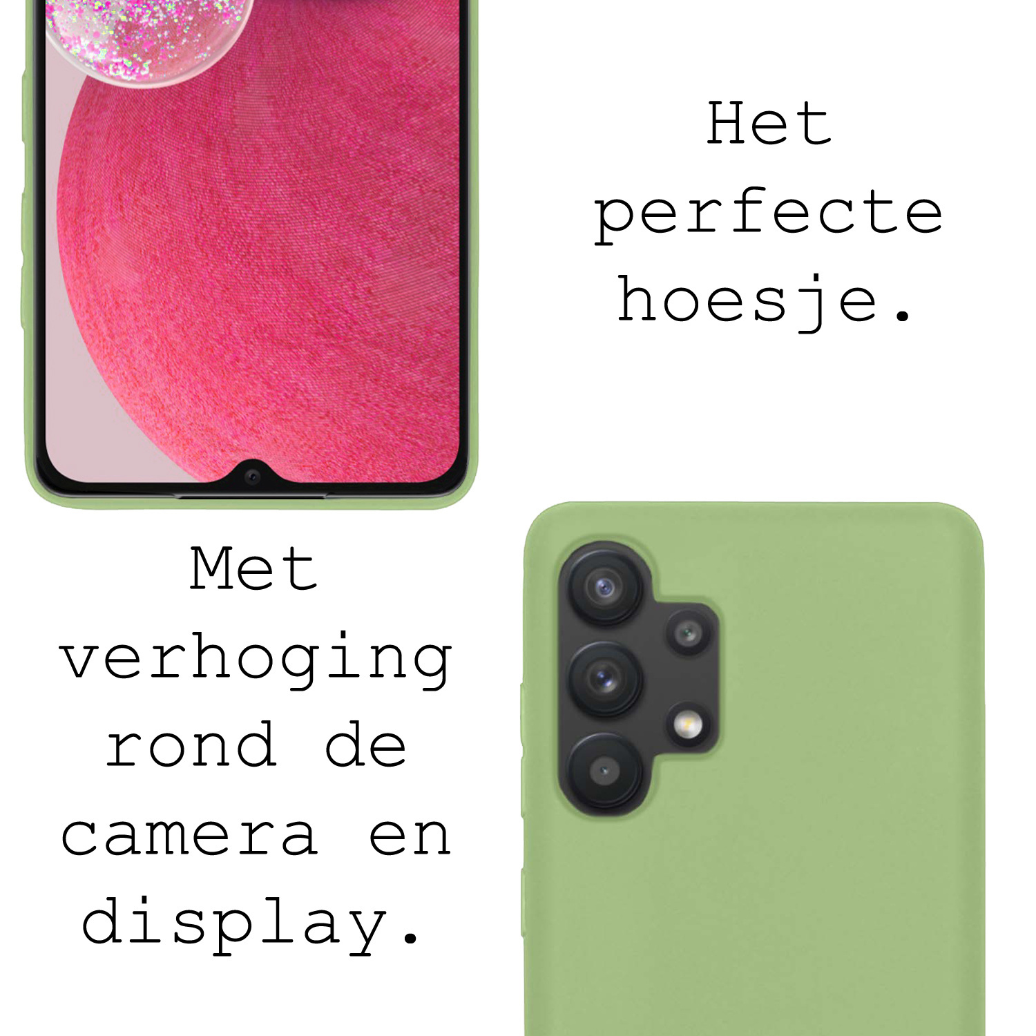 BASEY. Hoes Geschikt voor Samsung A13 4G Hoesje Siliconen Back Cover Case Met Screenprotector - Hoesje Geschikt voor Samsung Galaxy A13 4G Hoes Cover Hoesje - Groen