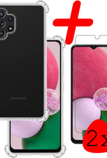 BASEY. Hoes Geschikt voor Samsung A13 4G Hoesje Shock Proof Case Hoes Siliconen Met 2x Screenprotector - Hoesje Geschikt voor Samsung Galaxy A13 4G Hoes Cover Shockproof - Transparant