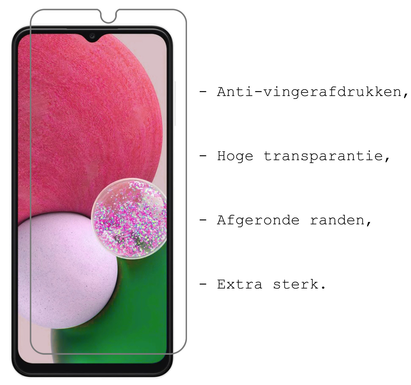 BASEY. Hoes Geschikt voor Samsung A13 4G Hoesje Siliconen Back Cover Case Met Screenprotector - Hoesje Geschikt voor Samsung Galaxy A13 4G Hoes Cover Hoesje - Transparant