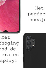 BASEY. Hoes Geschikt voor Samsung A13 4G Hoesje Siliconen Back Cover Case Met Screenprotector - Hoesje Geschikt voor Samsung Galaxy A13 4G Hoes Cover Hoesje - Zwart