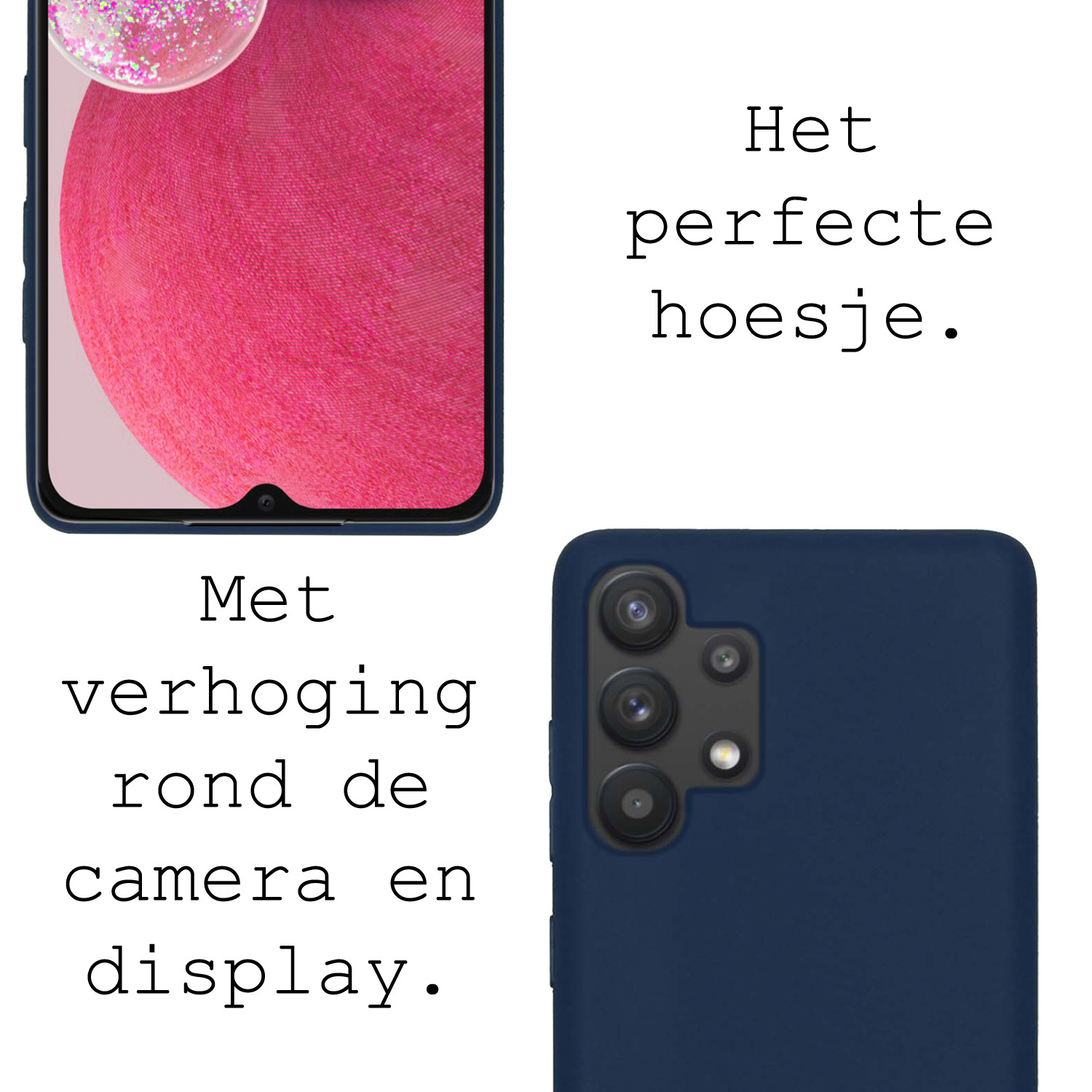 BASEY. Hoes Geschikt voor Samsung A13 4G Hoesje Siliconen Back Cover Case Met 2x Screenprotector - Hoesje Geschikt voor Samsung Galaxy A13 4G Hoes Cover Hoesje - Donkerblauw