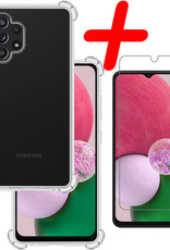 BASEY. Hoes Geschikt voor Samsung A13 4G Hoesje Shock Proof Case Hoes Siliconen Met Screenprotector - Hoesje Geschikt voor Samsung Galaxy A13 4G Hoes Cover Shockproof - Transparant