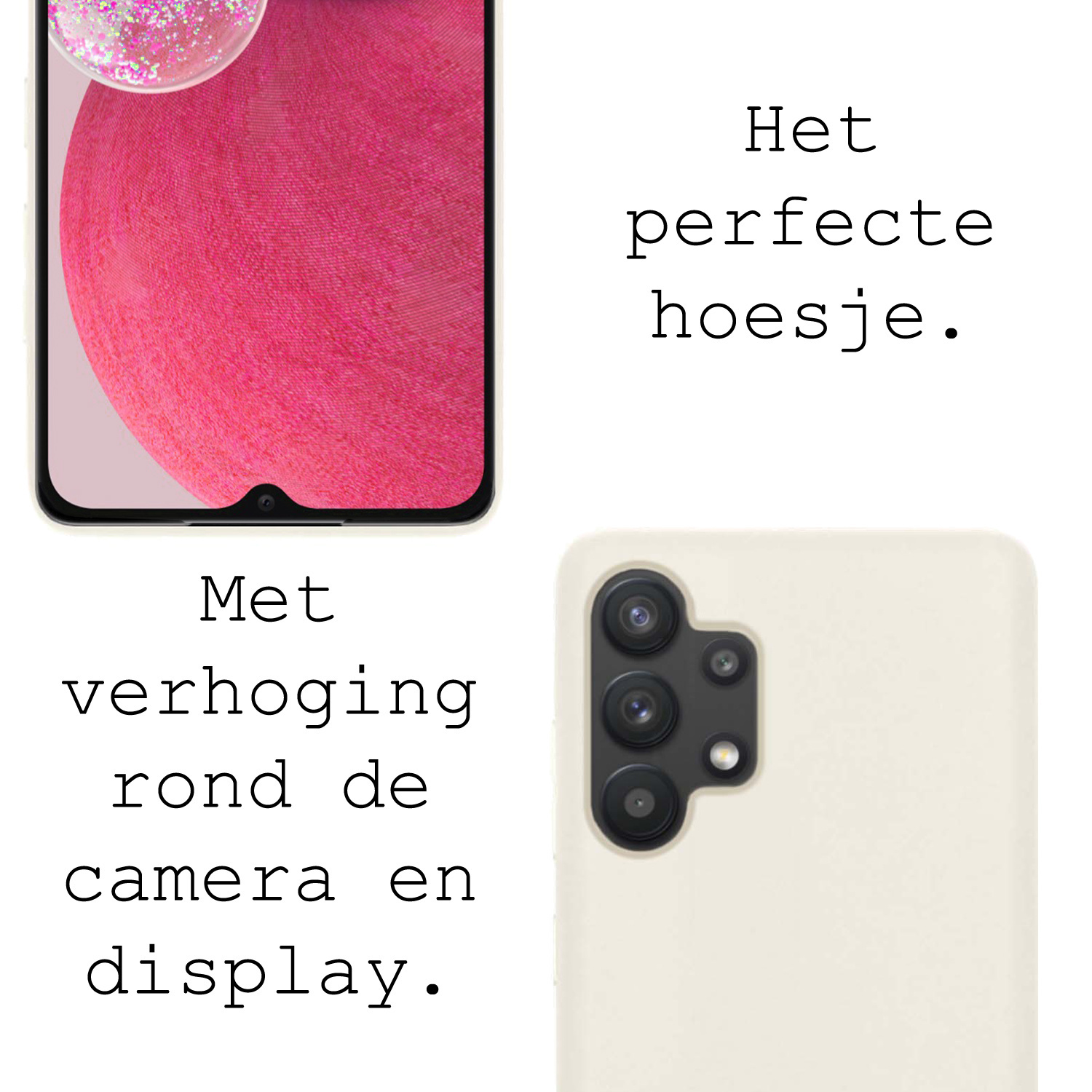BASEY. Hoes Geschikt voor Samsung A13 4G Hoesje Siliconen Back Cover Case Met 2x Screenprotector - Hoesje Geschikt voor Samsung Galaxy A13 4G Hoes Cover Hoesje - Wit