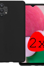 BASEY. Hoes Geschikt voor Samsung A13 4G Hoesje Siliconen Back Cover Case Met 2x Screenprotector - Hoesje Geschikt voor Samsung Galaxy A13 4G Hoes Cover Hoesje - Zwart