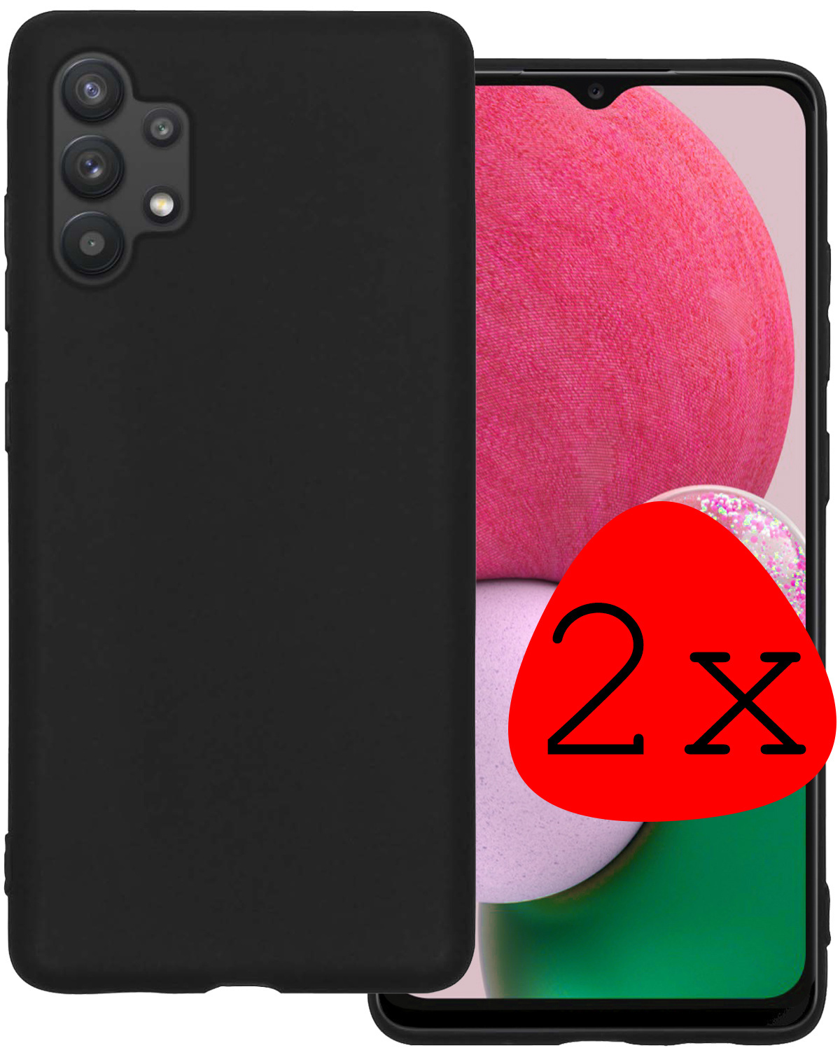 BASEY. Hoes Geschikt voor Samsung A13 4G Hoesje Siliconen Back Cover Case Met 2x Screenprotector - Hoesje Geschikt voor Samsung Galaxy A13 4G Hoes Cover Hoesje - Zwart
