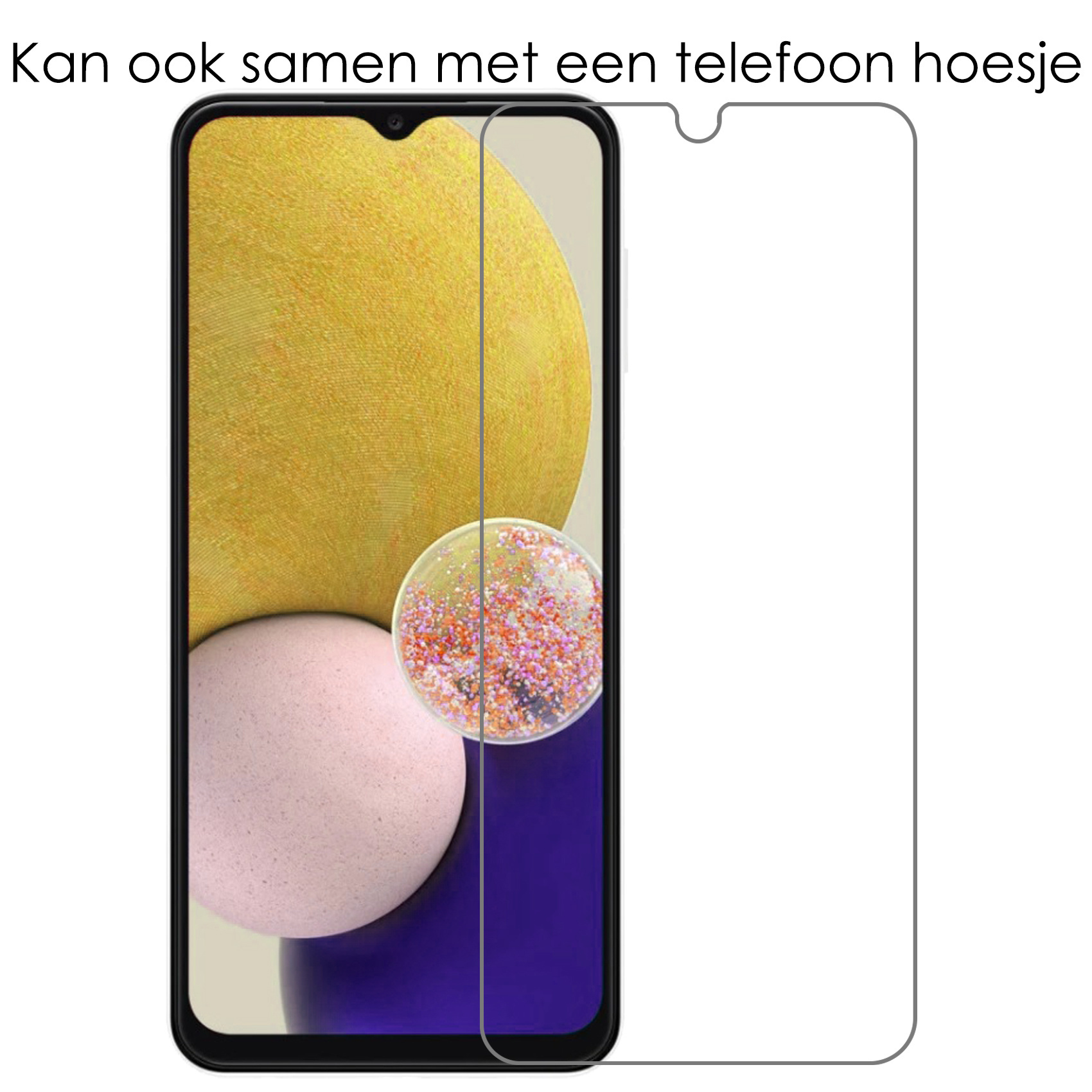 Samsung Galaxy A13 4G Hoesje Back Cover Siliconen Case Hoes Met Screenprotector - Geel