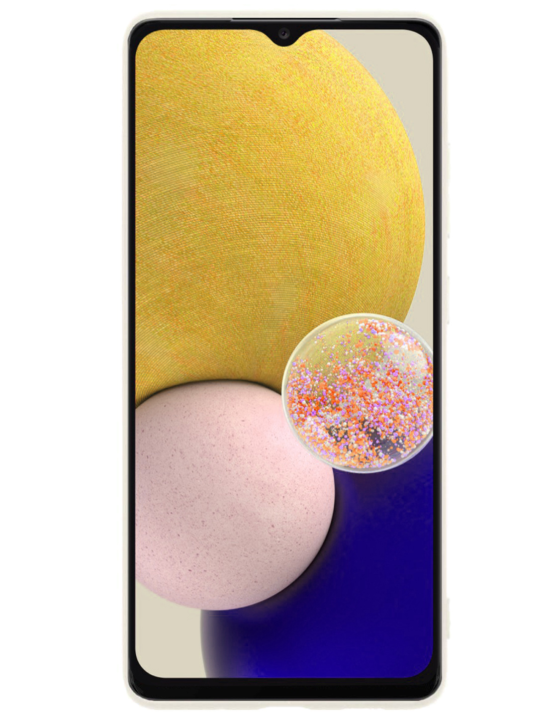 NoXx Hoes Geschikt voor Samsung A13 4G Hoesje Cover Siliconen Back Case Hoes Met Screenprotector - Wit