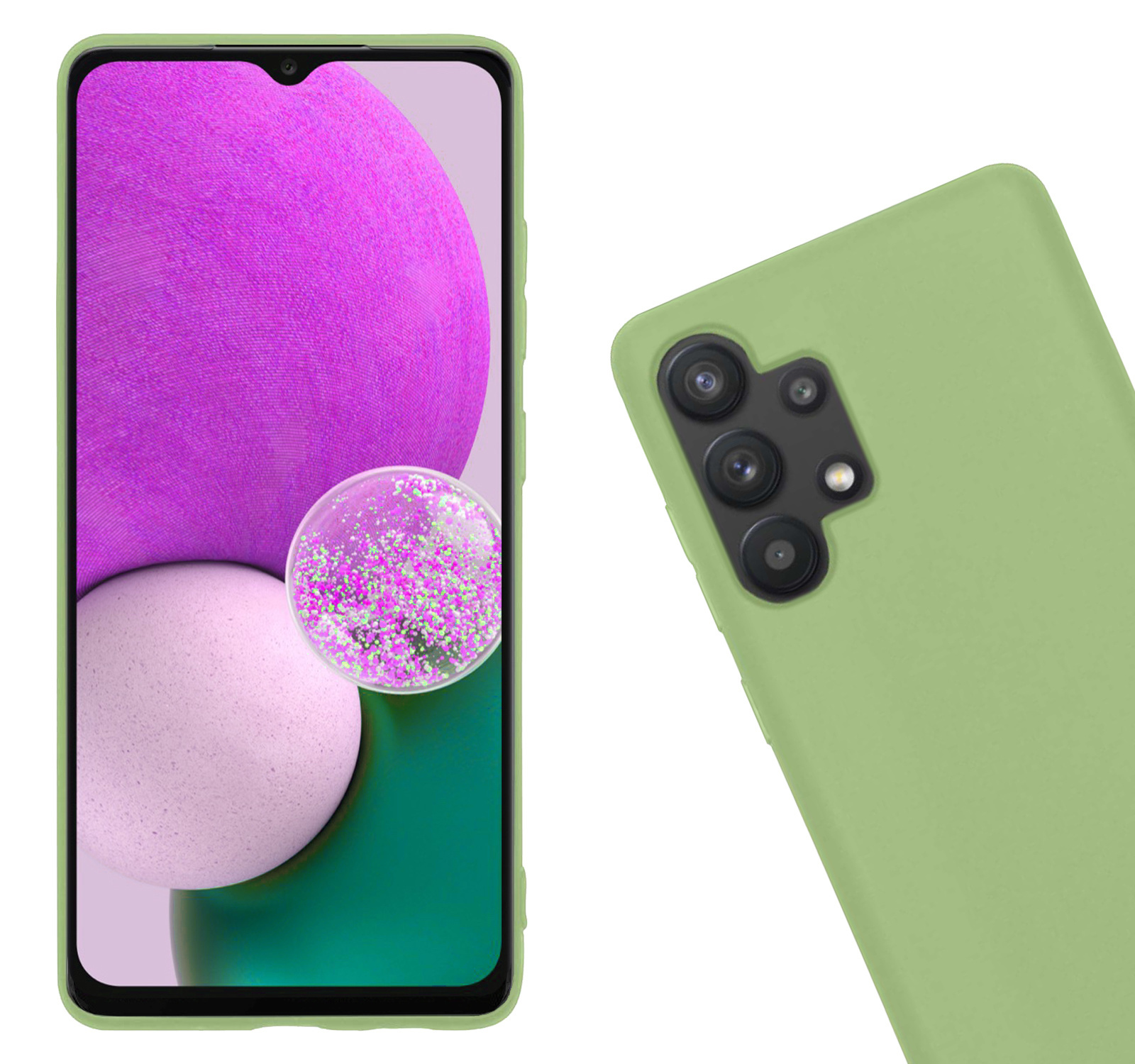 Nomfy Hoesje Geschikt voor Samsung A13 4G Hoesje Siliconen Cover Case Met 2x Screenprotector - Hoes Geschikt voor Samsung Galaxy A13 4G Hoes Back Case - Groen