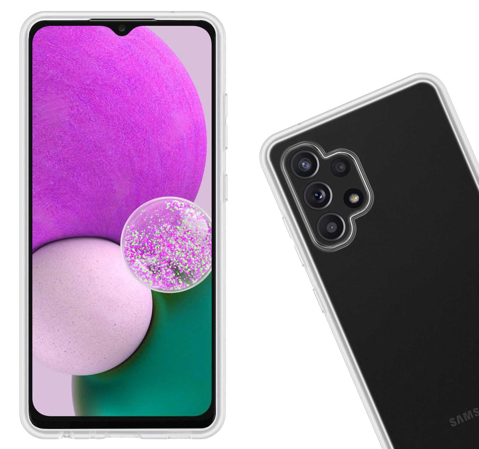Nomfy Hoesje Geschikt voor Samsung A13 4G Hoesje Siliconen Cover Case Met 2x Screenprotector - Hoes Geschikt voor Samsung Galaxy A13 4G Hoes Back Case - Transparant