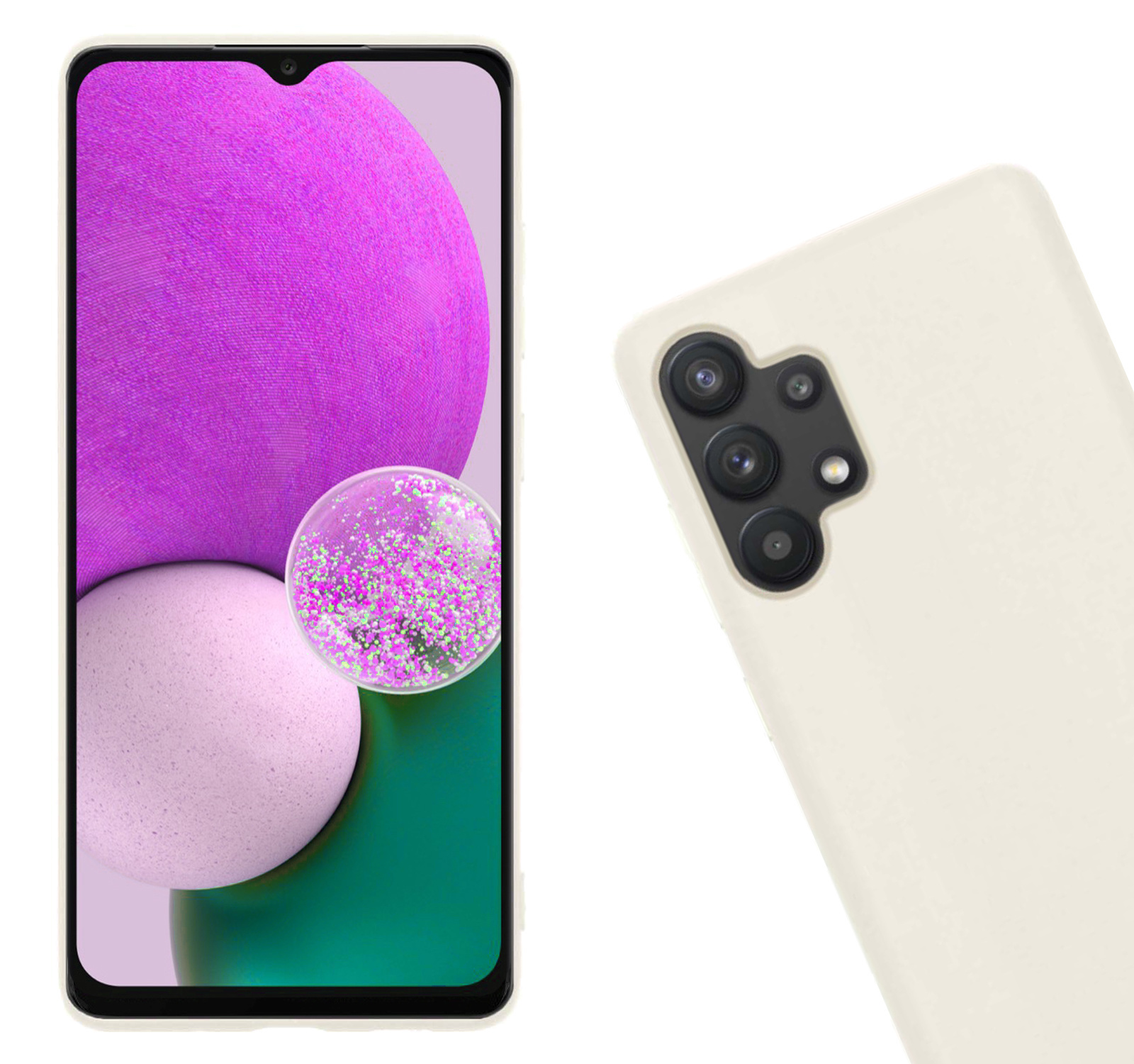 Nomfy Hoesje Geschikt voor Samsung A13 4G Hoesje Siliconen Cover Case Met 2x Screenprotector - Hoes Geschikt voor Samsung Galaxy A13 4G Hoes Back Case - Wit