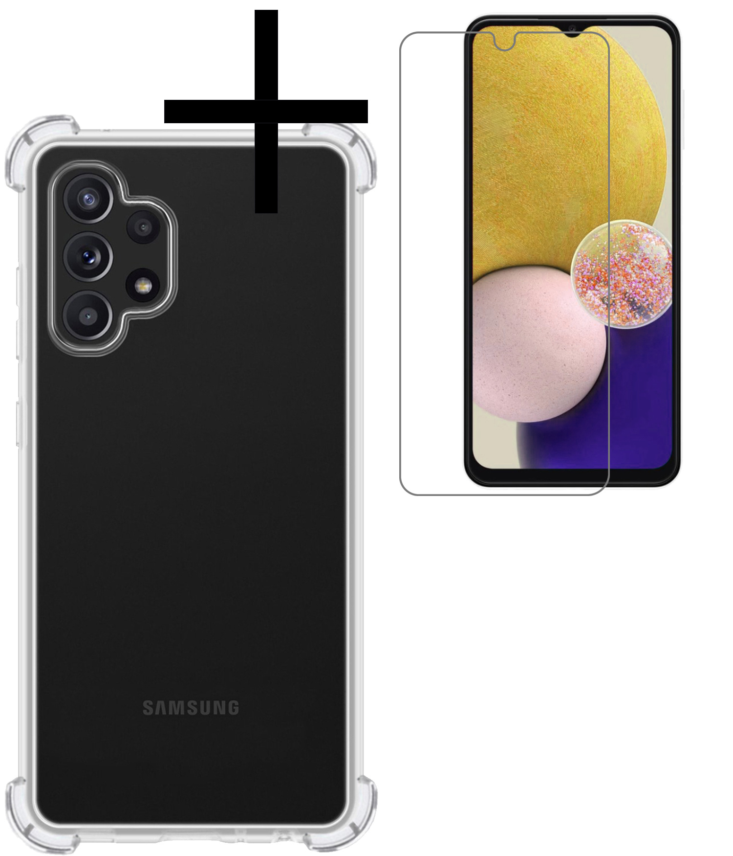 NoXx Hoes Geschikt voor Samsung A13 4G Hoesje Siliconen Cover Shock Proof Back Case Shockproof Hoes Met Screenprotector - Transparant