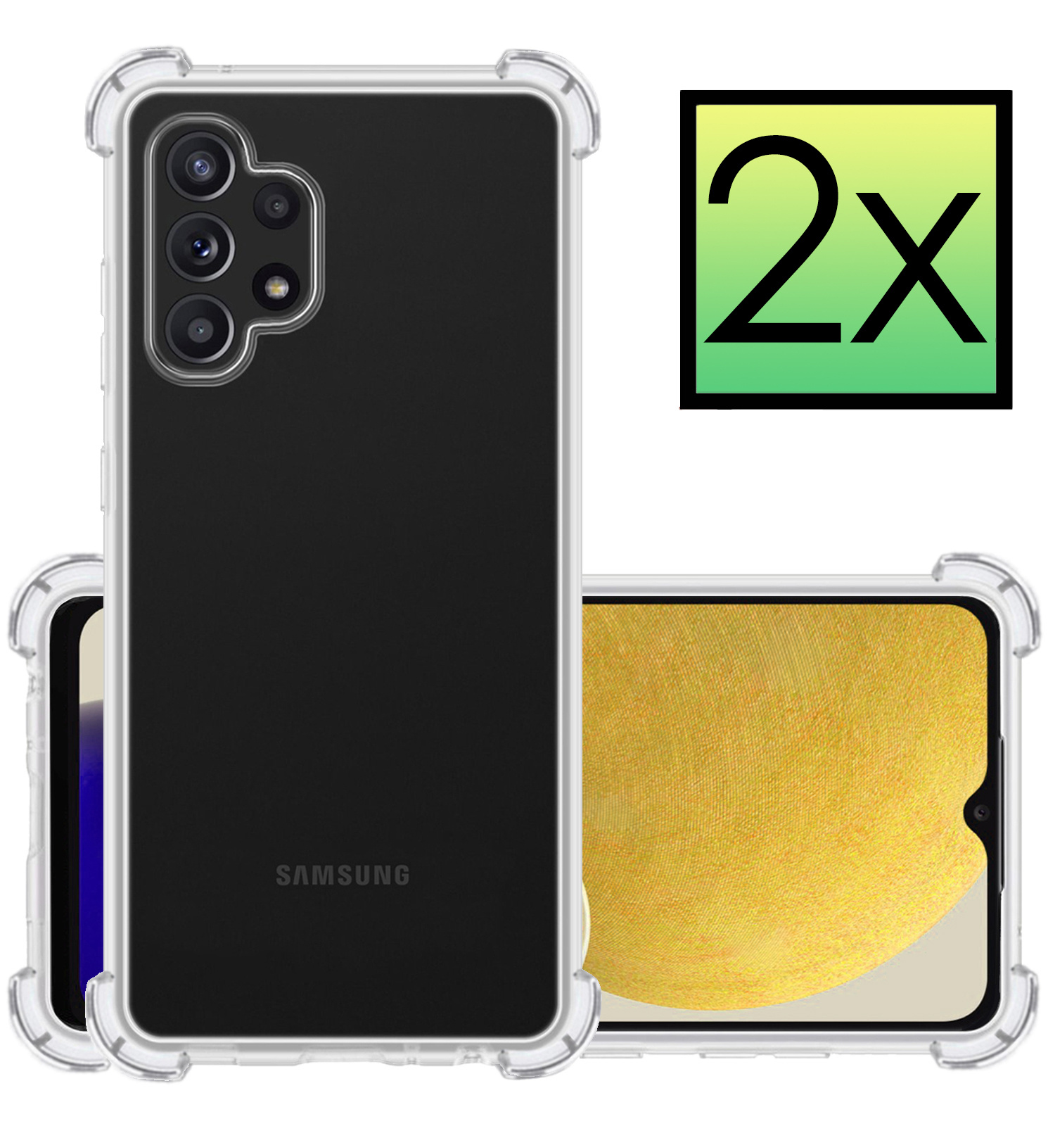 NoXx Hoes Geschikt voor Samsung A13 4G Hoesje Siliconen Cover Shock Proof Back Case Shockproof Hoes - Transparant - 2x