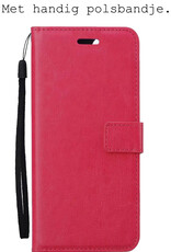BASEY. Hoes Geschikt voor Samsung A13 4G Hoesje Bookcase Hoes Flip Case Book Cover Met Screenprotector - Hoesje Geschikt voor Samsung Galaxy A13 4G Hoes Book Case Hoesje - Donkerroze