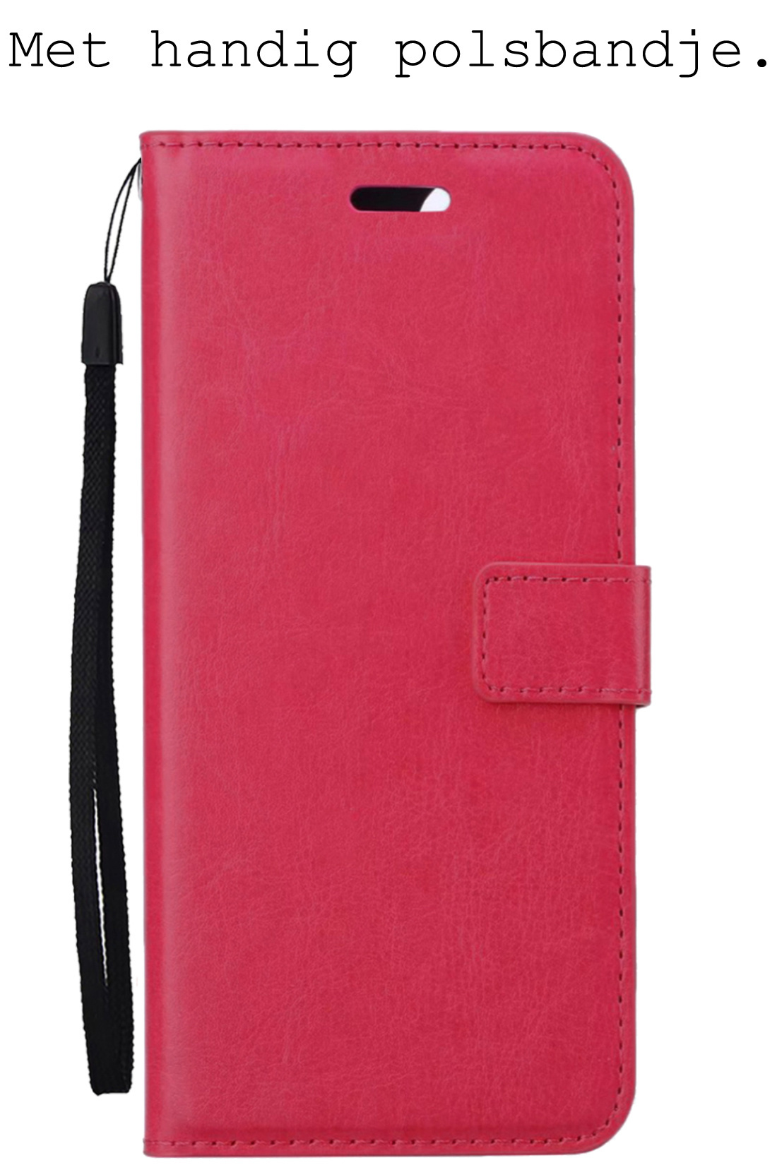 BASEY. Hoes Geschikt voor Samsung A13 4G Hoesje Bookcase Hoes Flip Case Book Cover Met Screenprotector - Hoesje Geschikt voor Samsung Galaxy A13 4G Hoes Book Case Hoesje - Donkerroze