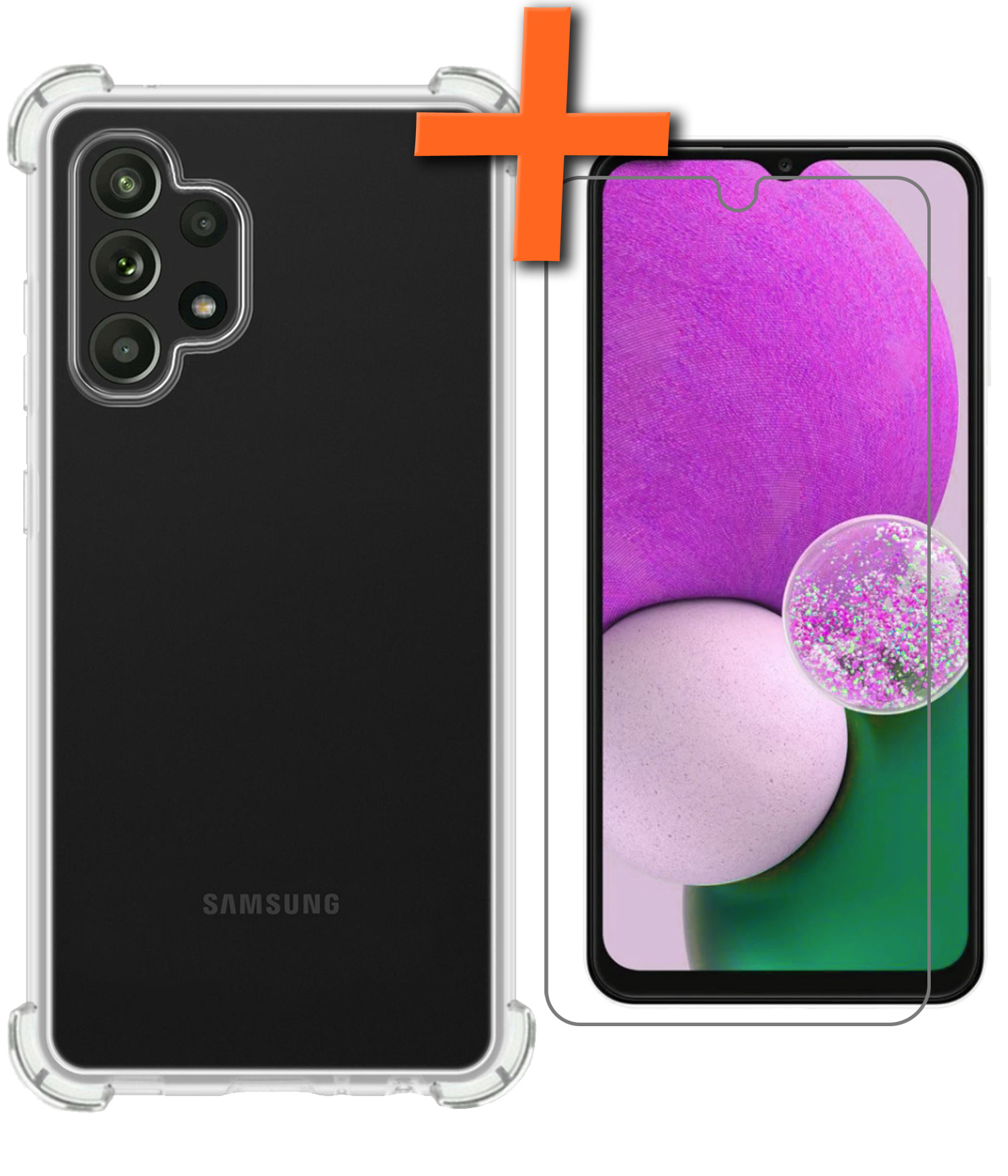 Nomfy Hoesje Geschikt voor Samsung A13 4G Hoesje Shock Proof Cover Case Shockproof Met Screenprotector - Hoes Geschikt voor Samsung Galaxy A13 4G Hoes Siliconen Back Case - Transparant