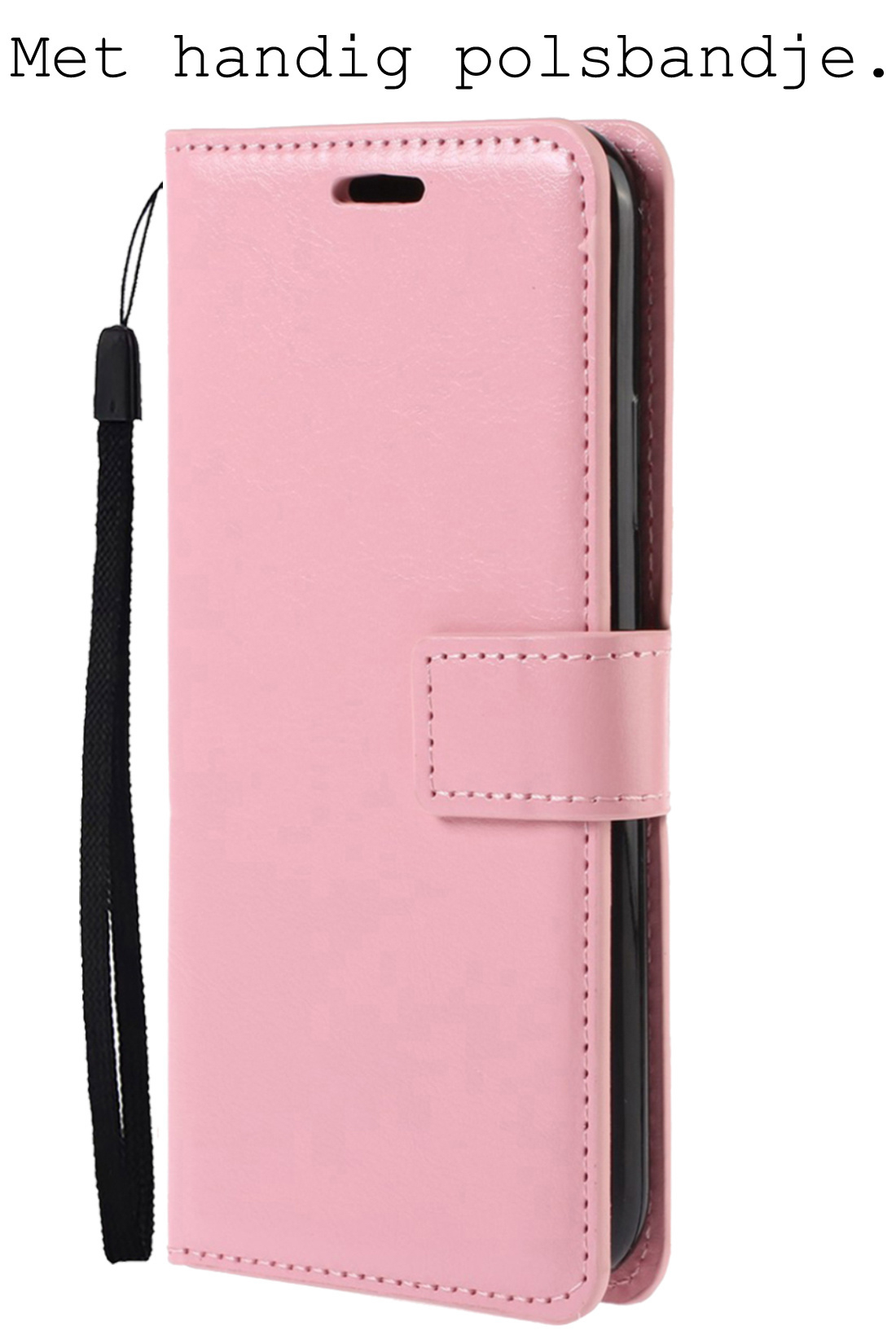 BASEY. Hoes Geschikt voor Samsung A13 4G Hoesje Bookcase Hoes Flip Case Book Cover Met 2x Screenprotector - Hoesje Geschikt voor Samsung Galaxy A13 4G Hoes Book Case Hoesje - Lichtroze