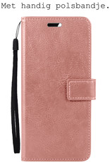 BASEY. Hoes Geschikt voor Samsung A13 4G Hoesje Bookcase Hoes Flip Case Book Cover Met 2x Screenprotector - Hoesje Geschikt voor Samsung Galaxy A13 4G Hoes Book Case Hoesje - Rosé goud