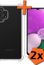 Nomfy Hoesje Geschikt voor Samsung A13 4G Hoesje Shock Proof Cover Case Shockproof Met 2x Screenprotector - Hoes Geschikt voor Samsung Galaxy A13 4G Hoes Siliconen Back Case - Transparant