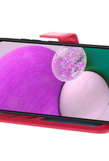 Nomfy Hoesje Geschikt voor Samsung A13 4G Hoes Bookcase Flipcase Book Cover Met 2x Screenprotector - Hoes Geschikt voor Samsung Galaxy A13 4G Hoesje Book Case - Donkerroze