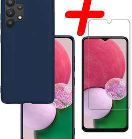 BASEY. BASEY. Samsung Galaxy A13 4G Hoesje Siliconen Met Screenprotector - Donkerblauw