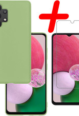 BASEY. Hoes Geschikt voor Samsung A13 4G Hoesje Siliconen Back Cover Case Met Screenprotector - Hoesje Geschikt voor Samsung Galaxy A13 4G Hoes Cover Hoesje - Groen