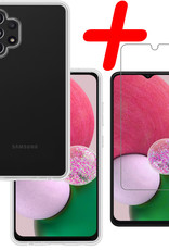 BASEY. Hoes Geschikt voor Samsung A13 4G Hoesje Siliconen Back Cover Case Met Screenprotector - Hoesje Geschikt voor Samsung Galaxy A13 4G Hoes Cover Hoesje - Transparant