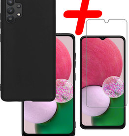 BASEY. BASEY. Samsung Galaxy A13 4G Hoesje Siliconen Met Screenprotector - Zwart