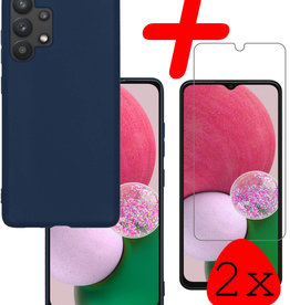 BASEY. BASEY. Samsung Galaxy A13 4G Hoesje Siliconen Met 2x Screenprotector - Donkerblauw