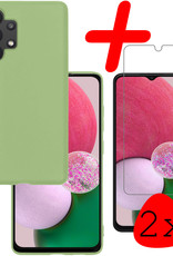 BASEY. Hoes Geschikt voor Samsung A13 4G Hoesje Siliconen Back Cover Case Met 2x Screenprotector - Hoesje Geschikt voor Samsung Galaxy A13 4G Hoes Cover Hoesje - Groen