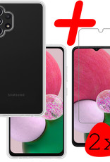 BASEY. Hoes Geschikt voor Samsung A13 4G Hoesje Siliconen Back Cover Case Met 2x Screenprotector - Hoesje Geschikt voor Samsung Galaxy A13 4G Hoes Cover Hoesje - Transparant