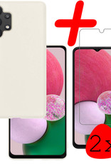 BASEY. Hoes Geschikt voor Samsung A13 4G Hoesje Siliconen Back Cover Case Met 2x Screenprotector - Hoesje Geschikt voor Samsung Galaxy A13 4G Hoes Cover Hoesje - Wit