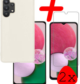 BASEY. BASEY. Samsung Galaxy A13 4G Hoesje Siliconen Met 2x Screenprotector - Wit