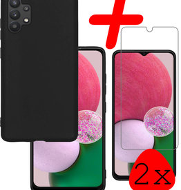 BASEY. BASEY. Samsung Galaxy A13 4G Hoesje Siliconen Met 2x Screenprotector - Zwart